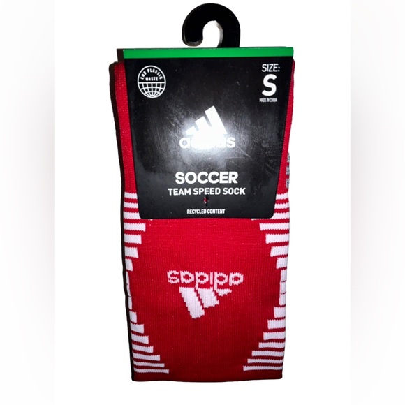 Adidas Team Speed OTC Soccer Socks 1 Pair Youth 13C-4Y Red & White w Logo NEW! - Picture 1 of 11